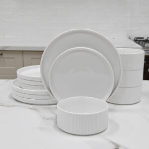 12-piece set, tableware for 4 people, tableware combination, bowl and plate