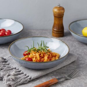 Large Pasta Bowls Set of 6, Ocean Round 8.5" Pasta Serving Bowl Large Dinner Bowls, Kitchen Bowl Set, Microwave and Dishwasher Safe, Scratch Resistant