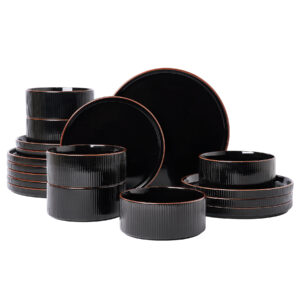Star White Porcelain 18 Pieces Dinnerware Set with Rufous Rim