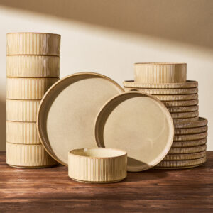 Richmount Star Stoneware Dinnerware Set, 24 Piece Plates and Bowls Set, Service for 8